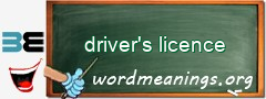 WordMeaning blackboard for driver's licence